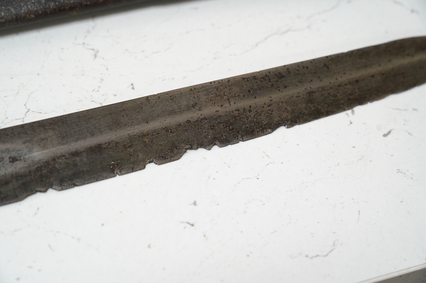 An 1821 pattern British light cavalry trooper’s sword with scabbard, blade 88.5cm. Condition - fair, pitted and with edge nicks to blade